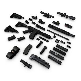 M4A1 SOPMOD, SCAR-H, AK47, Milkor MGL, M1911, Silverballer Weapons collection